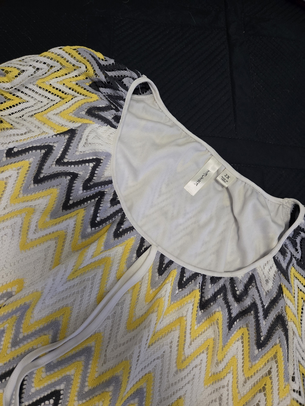Tacera Size 2xl Style Yellow Chevron Knit Women's Top